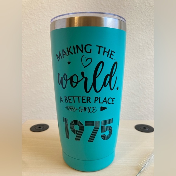 1975 Birthday Bundle — Teal Insulated Tumbler with Lid & Aromatic Candle - Picture 5 of 10